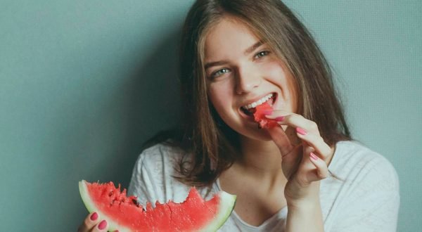 Girl Eating Healthy - Juicy Cleansing Watermelon